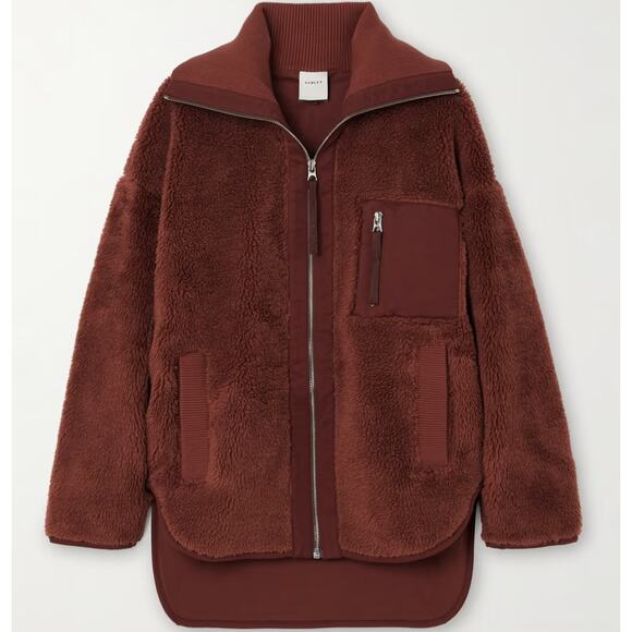VARLEY Myla Twill-Trimmed Faux Shearling Teddy Fleece Jacket XS / X Small - Picture 1 of 7